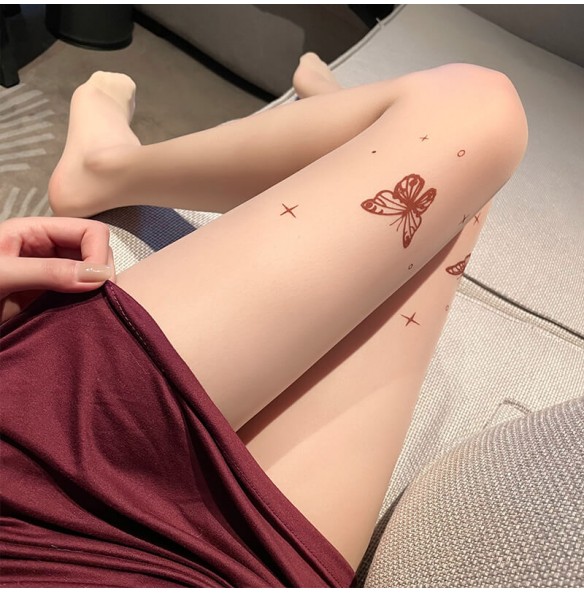 FEE ET MOI - Butterfly Print Open-Crotch Pantyhose (Skin Color) FEE ET MOI - Butterfly Print Open-Crotch Pantyhose (Skin Color)